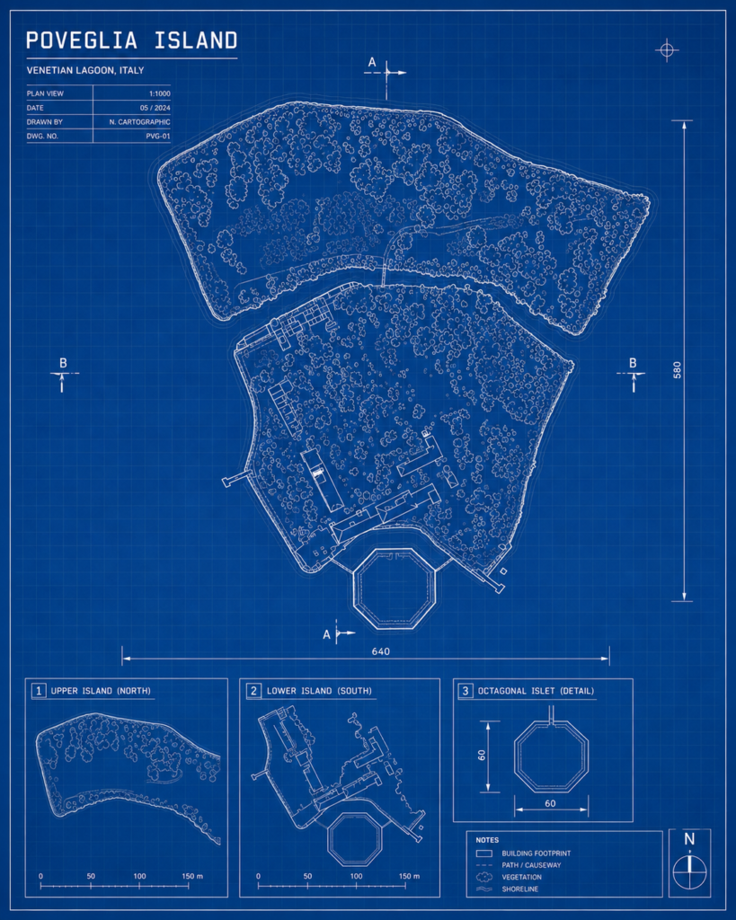 aerial map of Poveglia Island